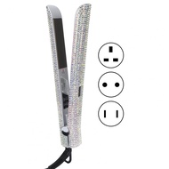 Rhinestone Hair Flatter 2 in 1 Titanium Plate Temperature Changeable Fewer Stroke Electric Hair Stra