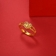 Hong Kong 999 Real Gold Ring Women's 18k Pure Gold Flashing Heart Ring Adjustable Temperament All-Ma