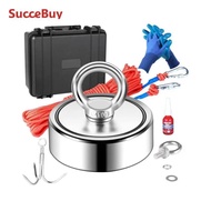 SucceBuy Magnet Fishing Kit 1200lbs Double Sided Fishing Magnet 2.95“ Diameter Strong Neodymium Magn