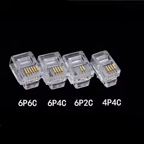 50pcs/lot RJ11 6P2C 6P4C 6P6C Telephone Internet Modular Plug Jack RJ11 Connector RJ-11 Crystal Head