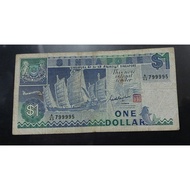 singapore 1 dollar A43 7 9999 5 fancy special number ship series VF