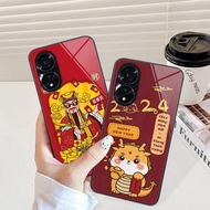 Oppo A38 / A58 / A78 Glass Case with dragon shape and lucky money Lucky God of WealthCNY