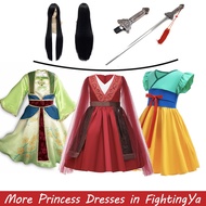Mulan Cosplay Dress For Girls Toddler Mulan Costume Wig Gongfu Sword Kids Halloween Stage Costumes C
