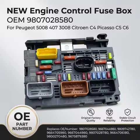 9807028580 New Engine Fuse Box Assembly BSM R02 Module For Peugeot 5008 407 3008 Citroen 407/407SW/R