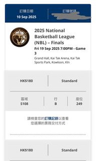 2025 National Basketball League Finals 門票