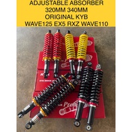 ADJUSTABLE ABSORBER BELAKANG KYB KAYABA ORIGINAL 100% 320MM 340MM FOR RXZ WAVE125 DASH WAVE110 EX5 A