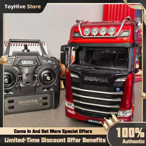 HUINA 1/18 19CH RC Truck 1501 770S Scania Alloy Tractor 2.4G Remote Control Engineering Trailer Truc