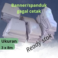 PLAIN WHITE BANNER 3 X 8M FLEXI KOREA 600 GSM