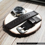 🇭🇰 免郵 🧵 黑色手工真皮錶帶 Panerai 沛納海 luminor marina Saddle Handmade Leather Watch Leather Straps 🔥 20mm 21mm 22mm 23mm 24mm 25mm 26mm ROLEX