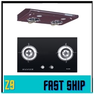 (COMBO)Elba Built-In Glass Hob Burners (5kW) ELBA EGH-K8842G(BK) / 8842+COOKER HOOD 1917/76MC