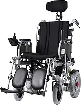 Fashionable Simplicity Cushion Lightweight Folding Power Compact Mobility Aid Wheel Chair Full Lying Electric Wheelchair With Headrest 180° Adjustable Lie Down (Black)