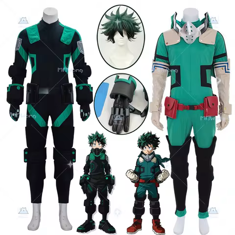 Academia Izuku Midoriya Cosplay Costume Wig Gloves Props Deku Midoriya Izuku Uniform For Hallowmas P