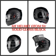 MT HELMET ATOM SV SOLID GLOSS BLACK FLIP UP FULL FACE HELMET ATOM SV 💯 ORIGINAL FROM SPAIN <SOLID GL