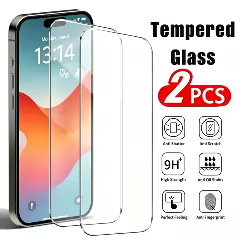 2Pcs Ultra Clear Screen Protector for iPhone 17 16 15 Pro Max 17e 16e Air 14 13 12 11 Pro 15 14 Plus