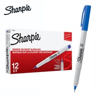 Sharpie ปากกาเคมี ปากกา Permanent ชาร์ปี้  Ultra Fine 0.3mm (12 ด้าม) - สีดำ แดง น้ำเงิน