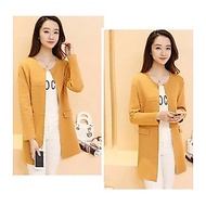 Plain yellow wool cardigan