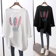 M-5XL Baju T-Shirt Lengan Panjang Women Plus Size Tshirt Long Sleeve Women's Blouse Clothes Saiz Bes