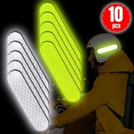 10Pcs Helmet Warning Reflective Sticker - Car Bumper Reflective Strip - Night Safety Warning Stickers - Auto Exterior Styling Decals - Secure Anti-Collision Tape