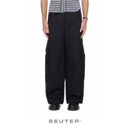 BEUTER WAIST-STRAP PLEATED PANTS - BLACK