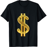 Adult T-Shirt Metallic Gold Money Sign Dollar Bills Moolah T-Shirt Fashion Tops for Boys Girls Distr