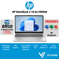 HP OmniBook 5 16-bc1009AU SILVER BN7K4PA R5-8540U AMD Radeon 740M 16GB DDR5 512GB SSD 16" WUXGA W11 