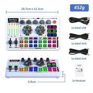 Bonkyo F999+Headphone Sound Card White Tiktok Equipment Live Singing Recording Professional Audio Ca