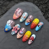 Tropical Ocean Koi Shell Wearing Nails Three-Dimensional Embossed Whitening Manicure Malaysia Hot-se