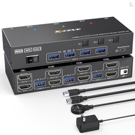 Dual Monitor KVM Switch USB 3.0 HDMI-Compatible KVM Switch 2 Monitors 3 PCs 4K@60Hz 2K@144Hz, EDID E