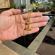 Kalung Jangkar Kapal - Ship Anchor Necklace Silver and Gold - Emas Pewter Liontin + Tali Rantai Kalu