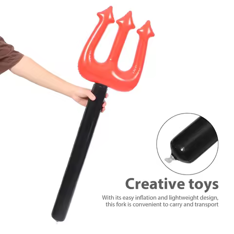 1pcs Inflatable Devil Fork Red Pvc Durable Lightweight Halloween Party Cosplay Prop Long Fun For Adu