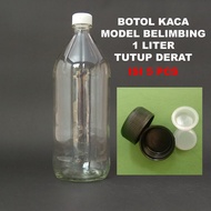 PAKET ISI 5 Botol Jamu Kaca 1 Liter / botol jamu kunyit / botol tahan panas / botol minuman 1 liter 