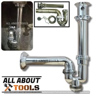 (AAT) 1 PC 1&1/4" Chrome Plated PVC P-trap Silver (Underneath Sinks)