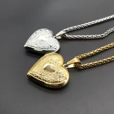 Love Heart Secret Message Locket Necklace Pendant Vintage Gift For Lover Couples Custom Message Fash