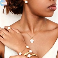 5PCS Lucky Flower Bracelet Five Leaf Clover Necklace Ring Earring Bracelet Set Jewelry Accessories