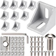 BELLA BAYS 10 Sets 4040 Series 4040A Corner Bracket Silver for 8mm T Slot Aluminum Extrusion Profile
