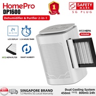 【H13 HEPA Filter】HomePro DP1600|Dehumidifier&Purifier 2-in-1/800ml/D |HEPA Filter|Negative Ion|3-pin