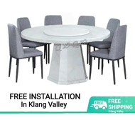 Q 10  - 6 Seater Marble Dining Table Set / 8 Seater Marble Dining Set / 1+8 Round marble Dining Set 