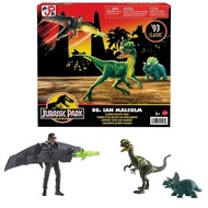 Mattel Jurassic World Dr. Ian Malcolm Glider Escape Pack with Dilophosaurus & Baby Triceratops Juras