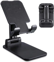 🌟 SG LOCAL STOCK 🌟 3154) 2024 Foldable Desktop Mobile Phone Stand, Mobile Tablet Adjustable Stand, Suitable for Mobile Phones,iPhone, IPad, HUAWEI, Smart Phones (Black)