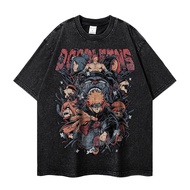 Wash Street Wear American Retro t-Shirt Anime Dark Men's High Loose Top Two-Dimensional Half-Sleeve 