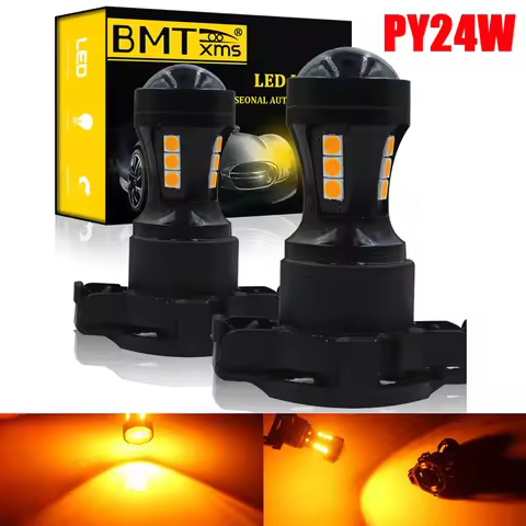 BMTxms Amber Yellow Error Free PY24W LED Bulbs Turn Signal for BMW E90/E92 Series 3 F10/F07 X3 E70 X