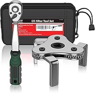 Moker Universal Oil Filter Wrench, Adjustable 3 Jaw Oil Filter Remover Tools from 2-1/8 To 4-1/2 inc