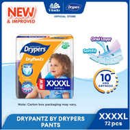 [UPGRADED] Drypers DryPantz Baby Diapers M58/ L48/ XL42/ XXL36/ XXXL20/ XXXXL18 (4 Packs) - Bubble S