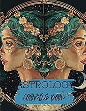 astrology coloring book: pages with zodiac sign woman represantion and animals, 50 pages, 8.5x 11in