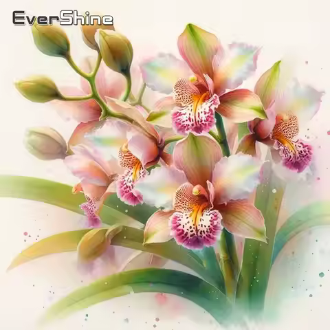 Evershine Flower Full Round Diamond Painting New Arrival Diamond Mosaic Cross Stitch 5D DIY 20x20cm 