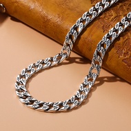 Daifuni 7MM 925 Sterling Silver Miami Crown Pattern Chain Buckle Necklace For Men Singer Sideways Hi