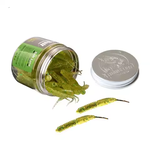 60Pcs 1.2G/6Cm Fishing Lure Mini Soft Worm Shrimp Jerkbait Fish Ocean Rock Lure Bass Soft Fish Smell