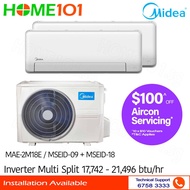 Midea Inverter Multi-Split AirCon MAE-2M18E/MSEID-09 + MSEID-18