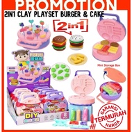 ~Dari KL~Set Doh Warna-Warni Mainan Burger mainan cake Color Clay Toy Dough Set burger Playdoh Play 