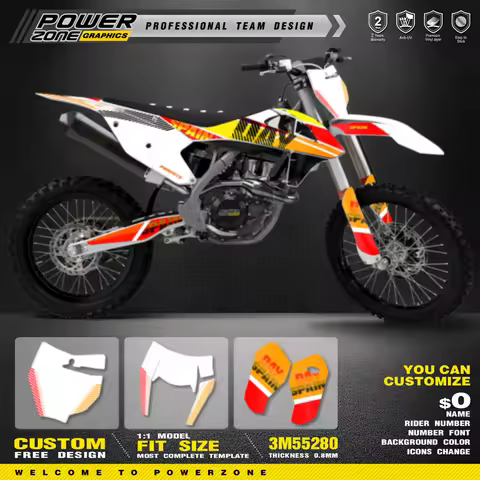 PowerZon Motorcycle Graphics Backgrounds Decals Stickers Kit For KTM SX SXF MX 2016-2018 EXC XCW End